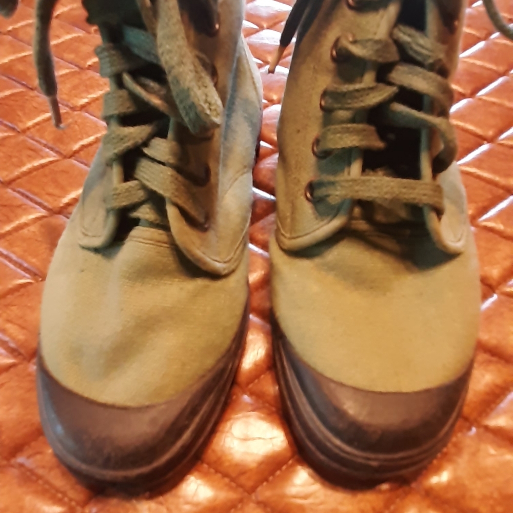 Green Canvas Women's Boots